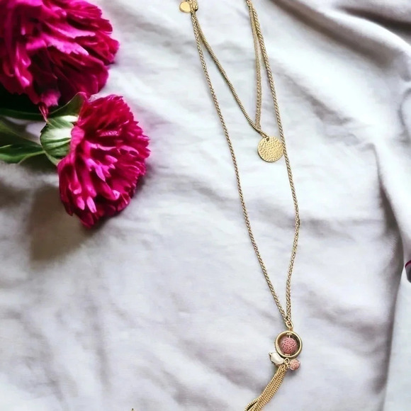 Bohemian Long Layered Tassel Gold Plated Drop Necklace - Picture 3 of 3